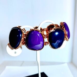 Wrist Candy Big  Purple and Gold Women's Stretch Bracelet. NWOT